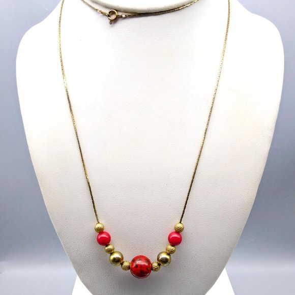 Vintage Slide Bead Necklace with Lovely Cloisonne Floral Focal Bead on Delicate - Picture 1 of 4